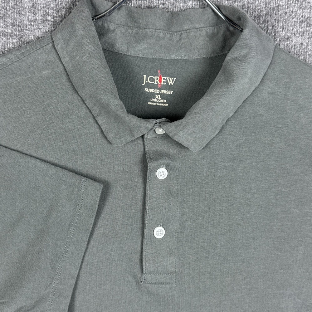 J Crew Polo Shirt Mens XL Untucked‎ Gray Short Sleeve Oarsman Sueded Jersey